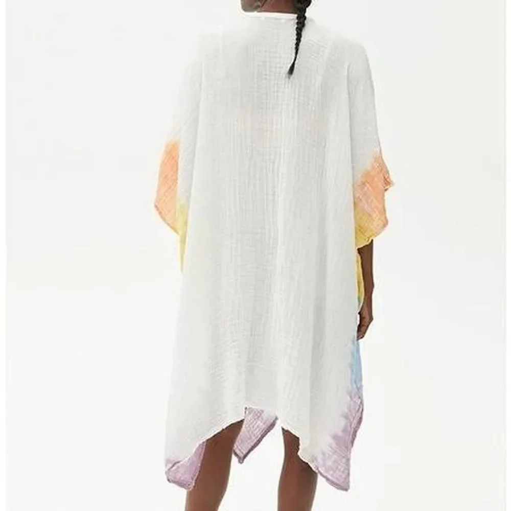 $168 Michael Stars Cotton Double Gauze Tie Dye Swim Kimono Cover Up